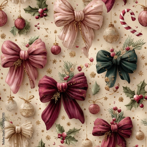 Elegant Holiday Bow Designs with Ornaments and Festive Details