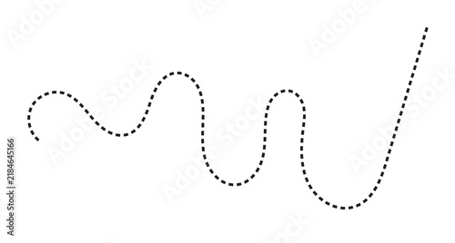 Картината върху платно Black dashed line in a wavy path design with a black dashed line tracing a multi