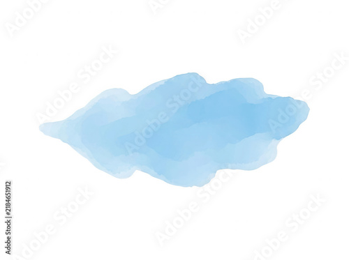 Nuage bleu peint à l'aquarelle sur fond blanc