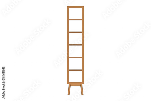 Étagère haute et étroite en bois isolée