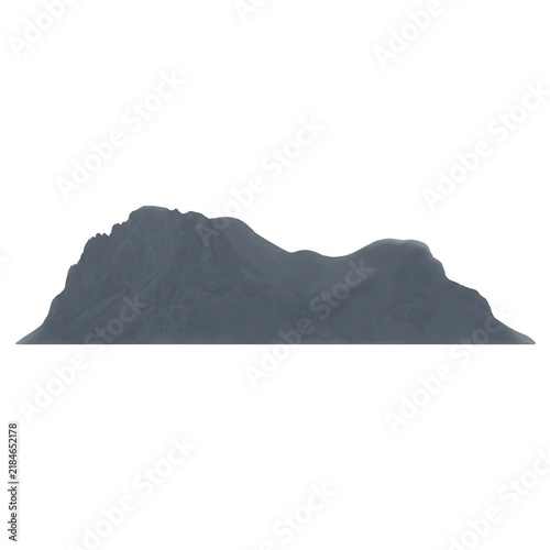 Silhouette de chaîne de montagnes sur fond blanc