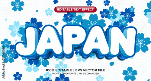 Japan text effect. Japan editable text style effect. Sakura text style theme. 3D text style with flowers decoration