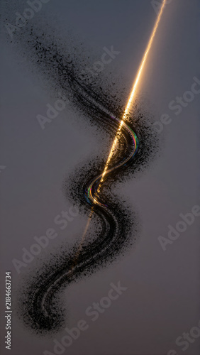 Stellar Calligraphy: Bird Murmuration Writing Across a Golden Twilight Sky