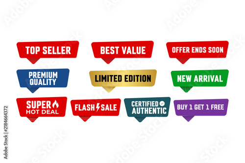 Shopping Promo Badges and Sale Labels Vector Set for E-commerce and Marketing