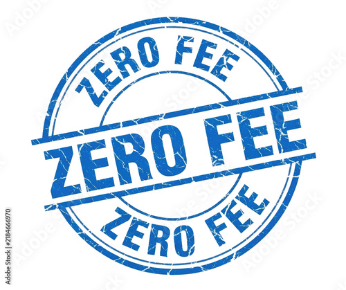 Blue Zero Fee Grunge Rubber Stamp Icon Design Cutout PNG