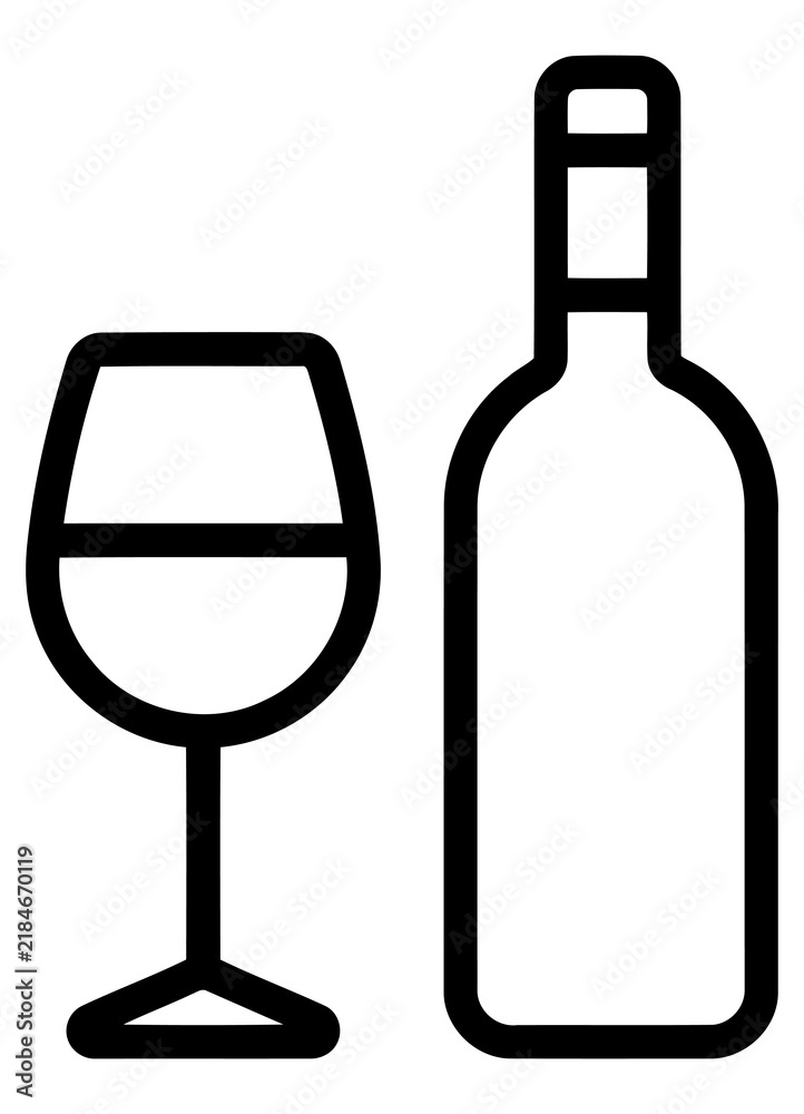Obraz premium Wine bottle and glass icon