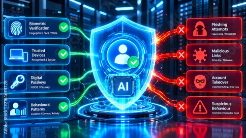 AI risk signal panel showing trusted and malicious access attempts