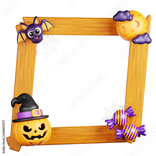 3D Halloween Wooden Frame With Decorations
