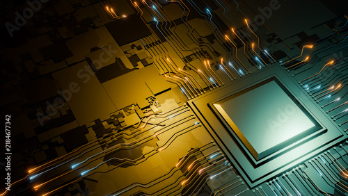 Microchip with glowing connections