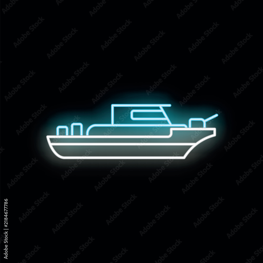 Obraz premium Illuminating boat outline creating a stylized marine symbol with blue and white light