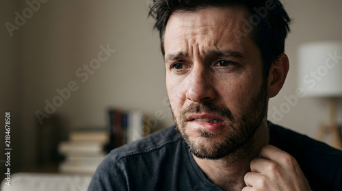 Anxious worried man portrait