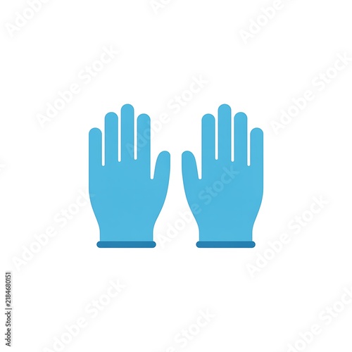 Pair of blue medical gloves icon