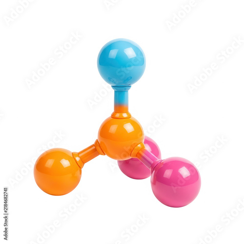Colorful Magnetic Toy Molecule Construction isolated on transparent background