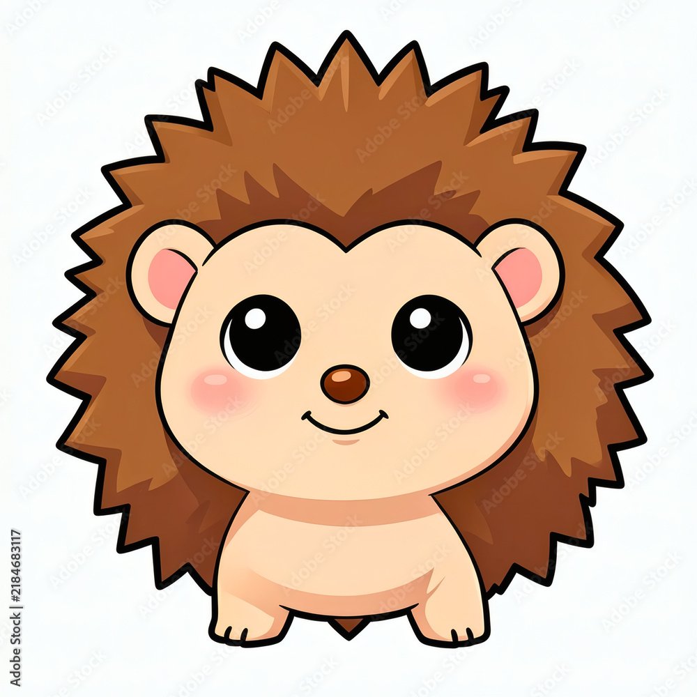 Fototapeta premium Adorable fluffy white cloud mascot character with big expressive eyes and cute blushing cheeks illustration