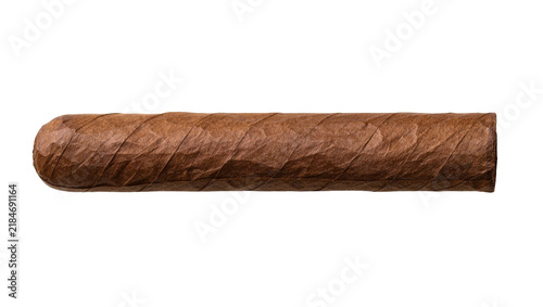 Bild auf Leinwand Rolled brown tobacco leaf cigar, isolated on transparent background