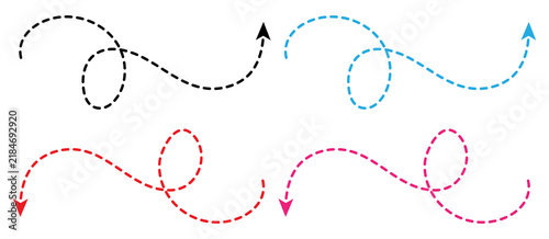 Фотография Long squiggle dashed and dotted line arrow vector set for creative design elements isolated on a transparent background for professional projects