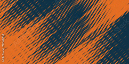 Dots halftone orange and dark blue color pattern gradient grunge texture background