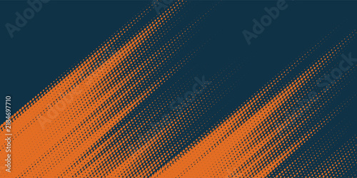 Dots halftone orange and dark blue color pattern gradient grunge texture background