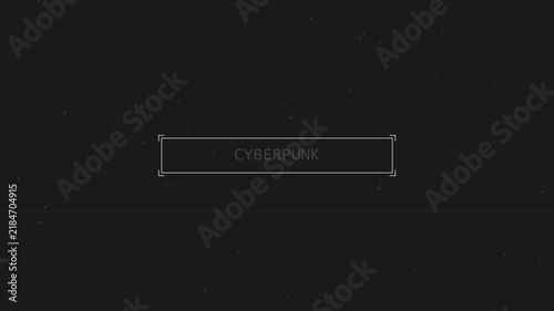 Cyberpunk text animation in a futuristic sci-fi graphic hud box