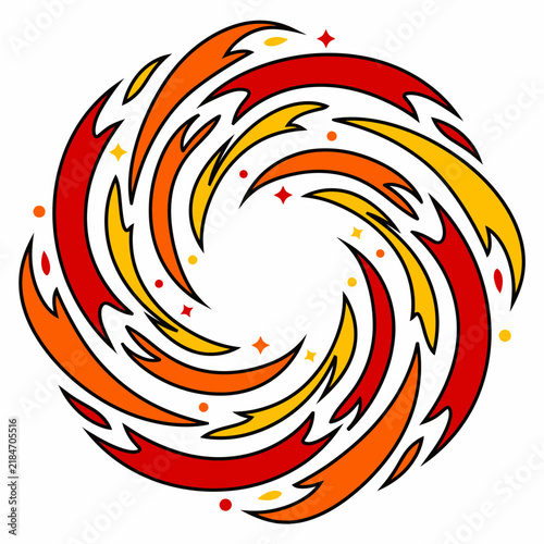 Fiery spiral vortex graphic design isolated on white background