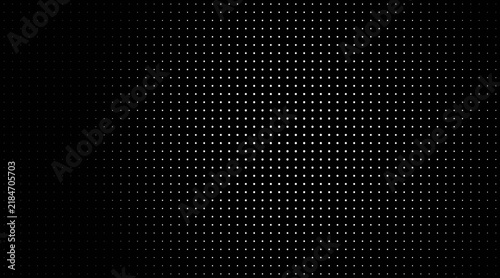Fotografie Abstract background with white glowing dots on black