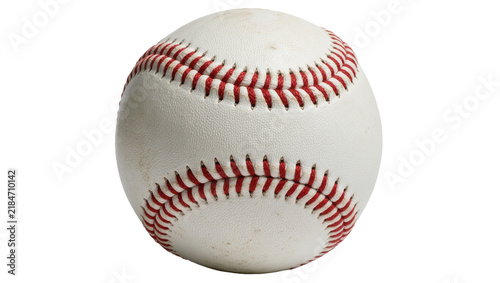 Fotografie Classic white baseball with red stitching, isolated on transparent background