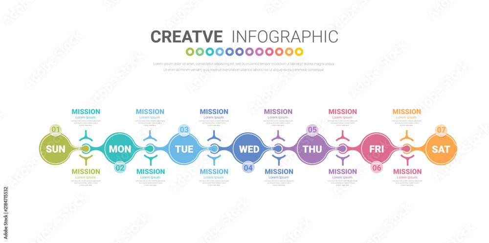 Fototapeta premium Infographics element design for all day, can be used for Business concept with 7 options, steps or processes.