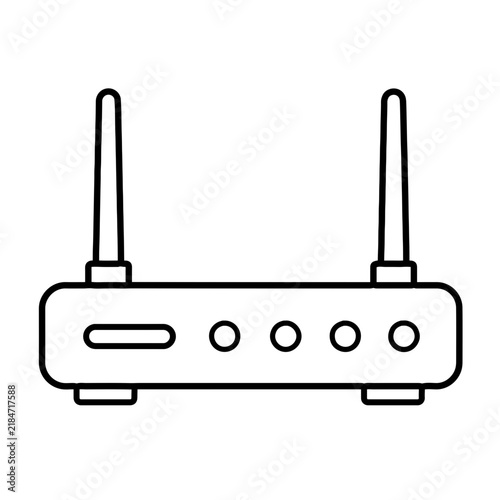 Cuadro en lienzo Wifi router outline icon wireless modem antennas