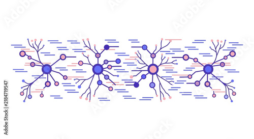 Abstract Data Network Visualization with Interconnected Nodes and Branching Lines on White Background