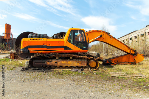 Crawler excavator at construction site