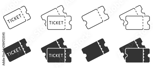 Naklejka Ticket flat and line icon set. Vector