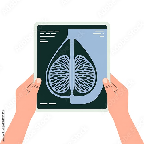 Hands holding a medical mammogram x-ray scan illustration
