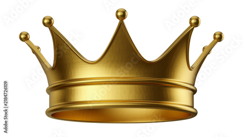 Quadro su tela Shiny golden crown with pointed peaks and spherical finials, isolated on transpa