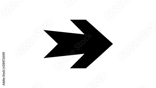 Plakat Black abstract arrow shape pointing right, isolated on transparent background