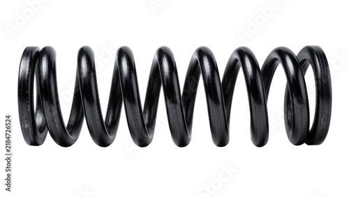 Canvastavla Shiny black metal coil spring, isolated on transparent background