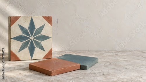 Decorative Ceramic Tile with Starburst Pattern