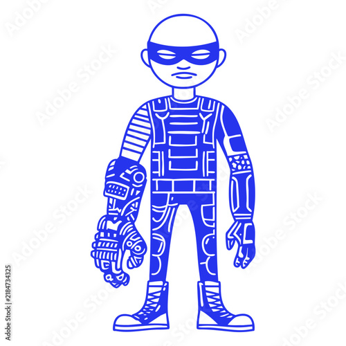 Cybernetic Superhero With Robotic Arm