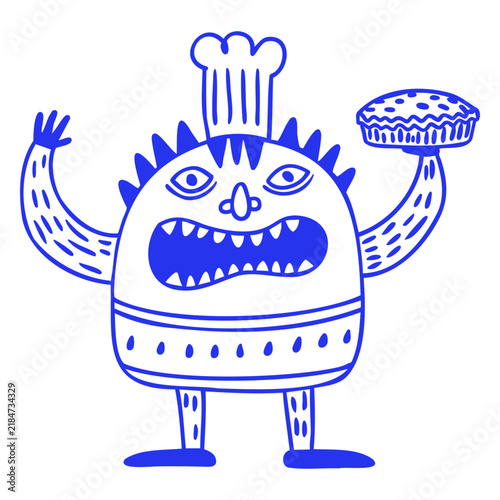 Monster Chef Apple Pie Vector