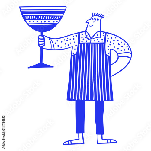 Man Holding Wine Glass Vector