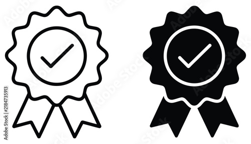 Foto Badge symbols featuring black filled and outline designs for awards, honors, and