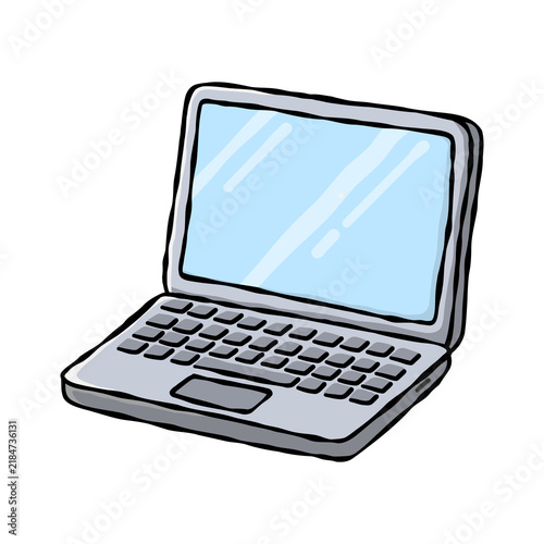 Handdrawn Illustration of a Silver Laptop