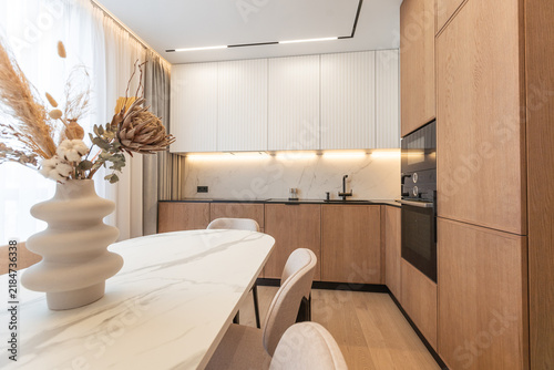 Dining area in modern luxury apartment