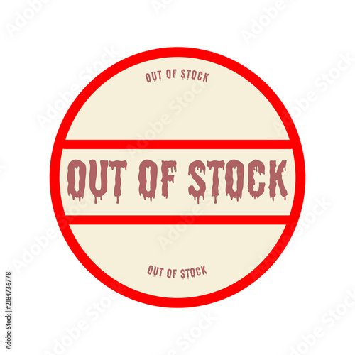 Out of stock red and beige sticker or badge