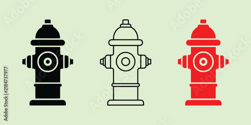 Three fire hydrant icon set