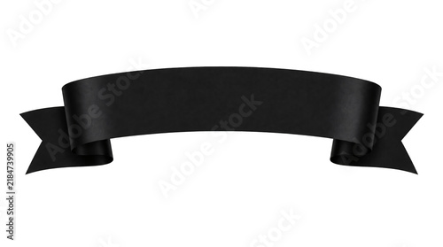 Black ribbon banner isolated on transparent background