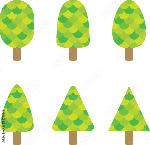 simple colourful tree illustration set