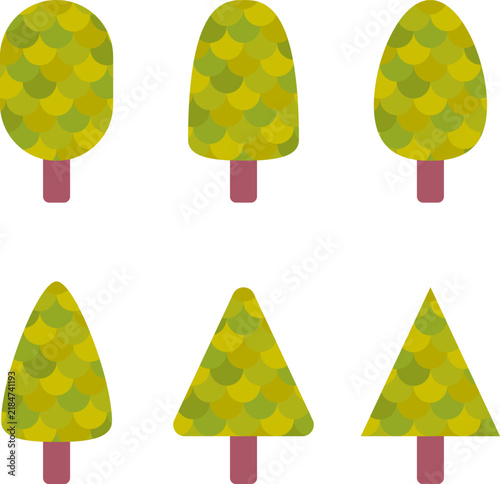 simple colourful tree illustration set