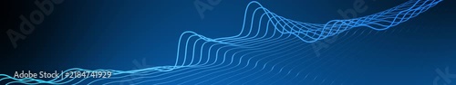 futuristic abstract glowing blue waveform grid, digital wave pattern flows through dark background, representing data, sound, or technology.