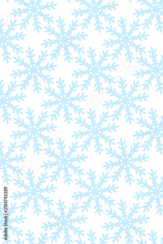 Winter seamless pattern, blue snowflakes with jagged edges, transparent background.