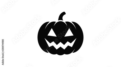 Jack o lantern silhouette with carved features on transparent background pumpkin